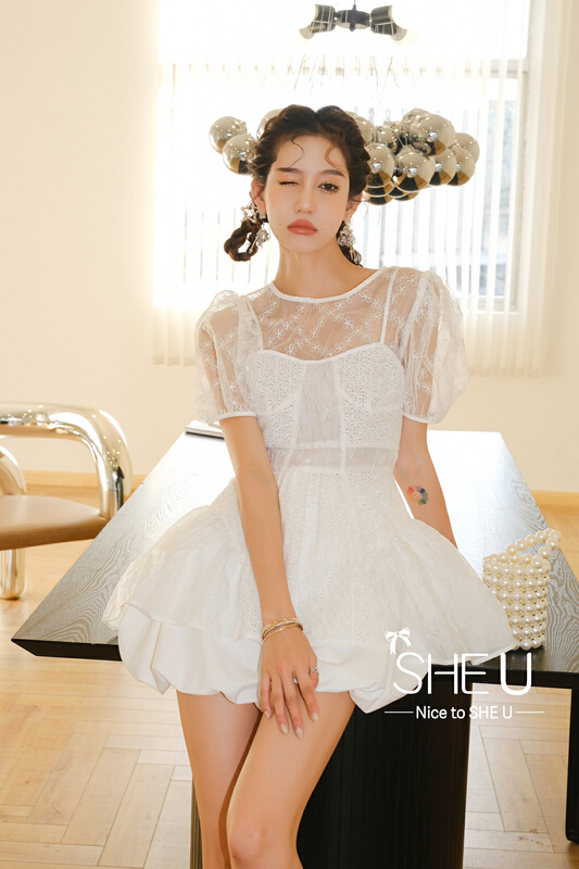 初夏上新!【SHE U】小眾超仙網紗小衫  S50500#  CQW