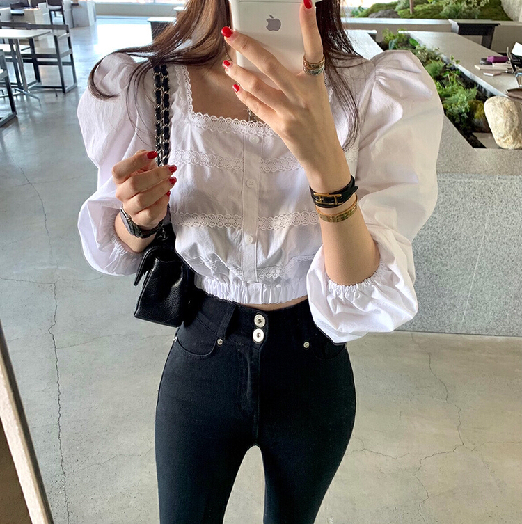[X.C] Korean version square neck bubble sleeve shirt 217# WPL