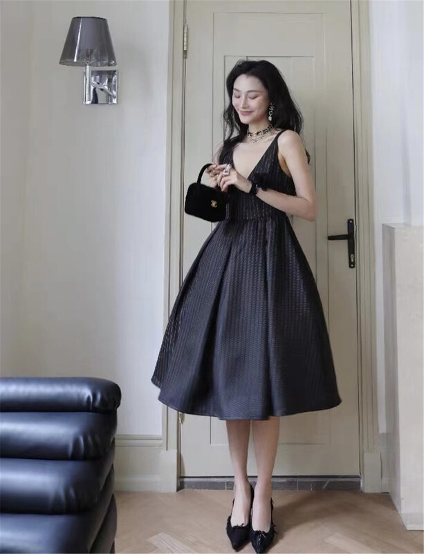 [yhpi] deep V-neck stripe suspender dress 2683# JJ
