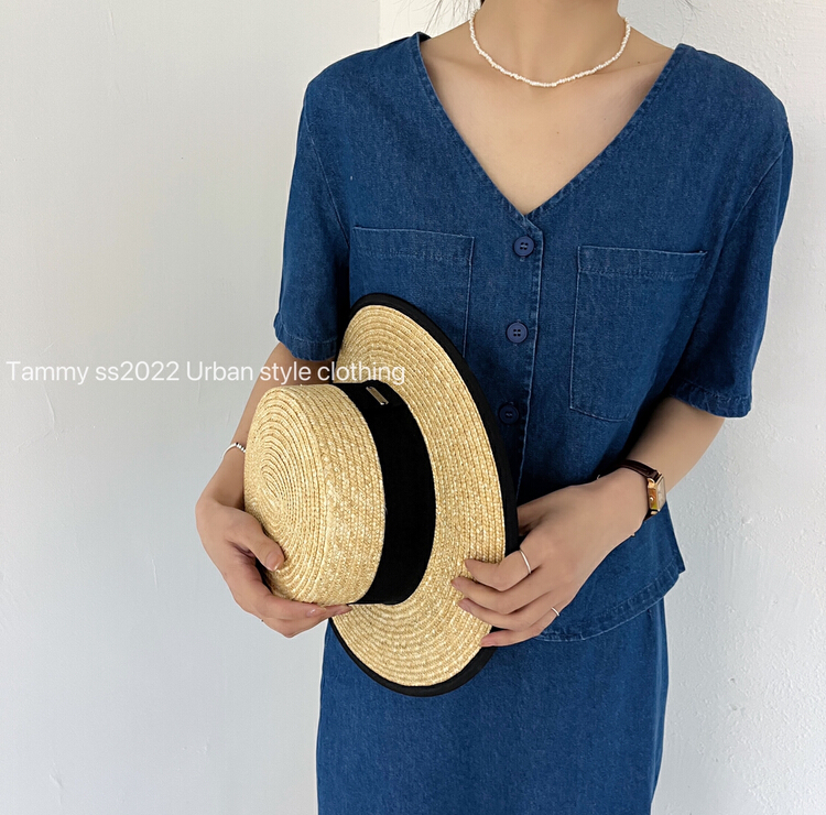 New in early summer! [Tammy] V-neck and breasted simple casual shirt 30783# L