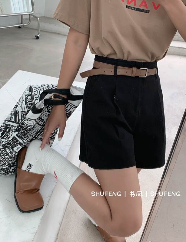 現貨!【SHUFENG】簡約百搭高腰休閒短褲(配腰帶)  8208#  LSL