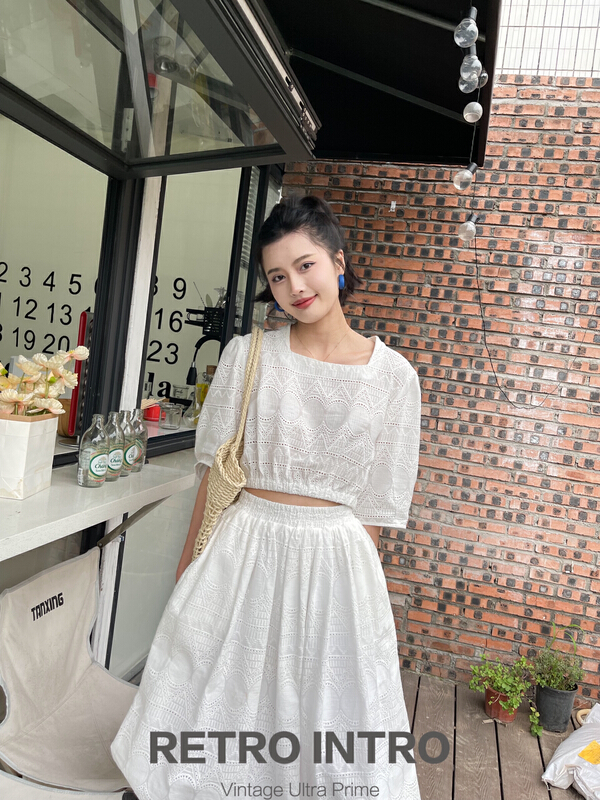 New in early summer! [Rin] Korean Ladies embroidered lace short sleeved T-shirt 21069# cqw