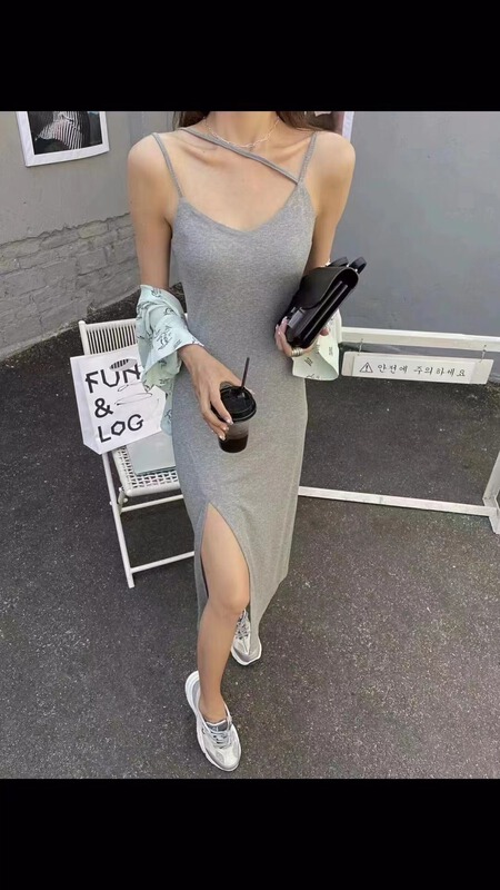 New year in early spring! [Hb] sexy comfortable suspender slit long dress 8021# PCZ