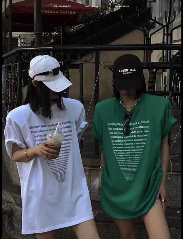 [3C +] letter printed shoulder pad short sleeve T-shirt 7019# zxl