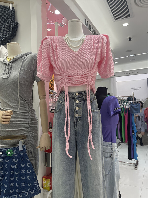 New in early summer! [show] drawstring Korean pullover shirt 88204# ozq