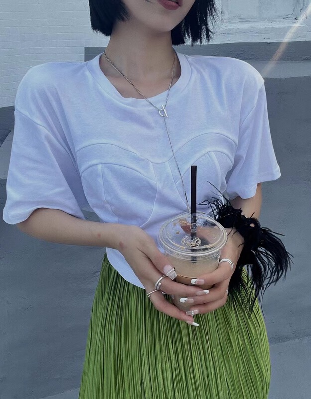 [keep] waistless design short sleeved T-shirt 7797# WTT