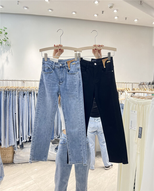 New in early summer! [iris iriisy] elastic small straight label fashion jeans 6387-3# LSL
