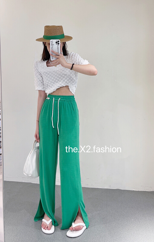 New in early summer! [x2] Korean style vertical slit casual pants 8837# ozq