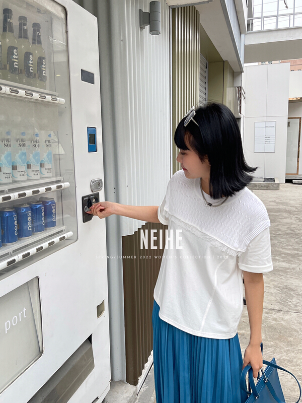 New year in early spring! [neihe] tassel stitched knit short sleeve T-shirt 22106# zxx