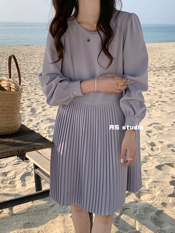 goods in stock! New year in early spring! [RS] crew neck solid color minimalist dress rs1209# XYY