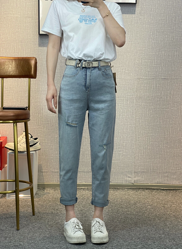 [okd] Korean casual versatile jeans (with belt) 52652# zxl