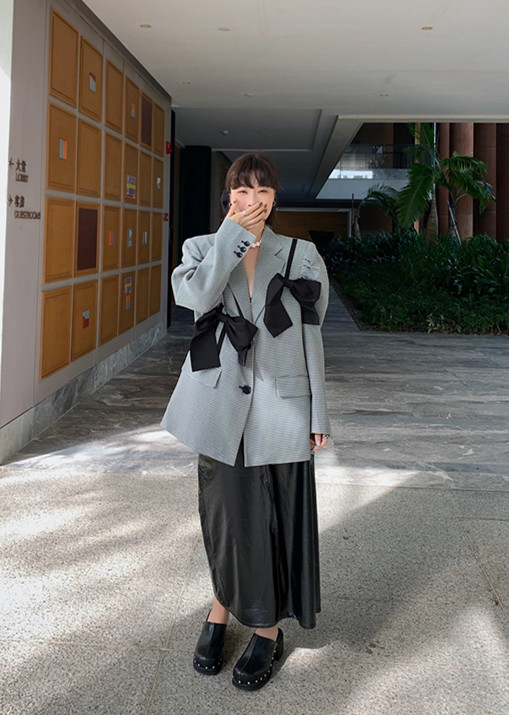 New year in early spring! [pink Pinker] color blocked loose retro suit 81897\lsl