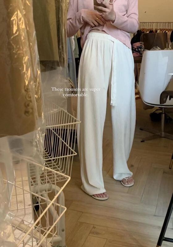 goods in stock! [going] elastic waist simple floor sweeping casual pants 7906# lwy