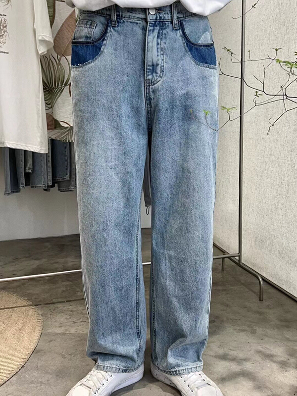 goods in stock! New in early summer! [oct.secisland] Korean back waist elastic straight loose jeans k80# PxQ