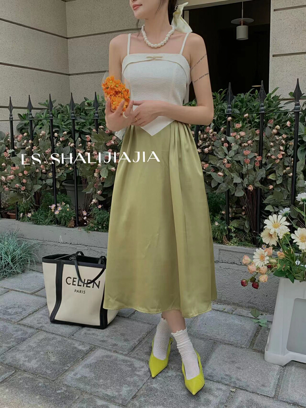 [LS] fashion color blocking thin suspender skirt 8359# WPL