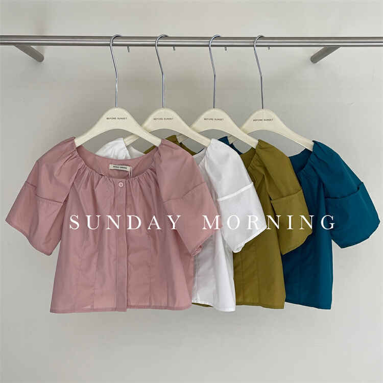 [Sunday morning] crew neck solid color versatile simple blouse 9126# zjy