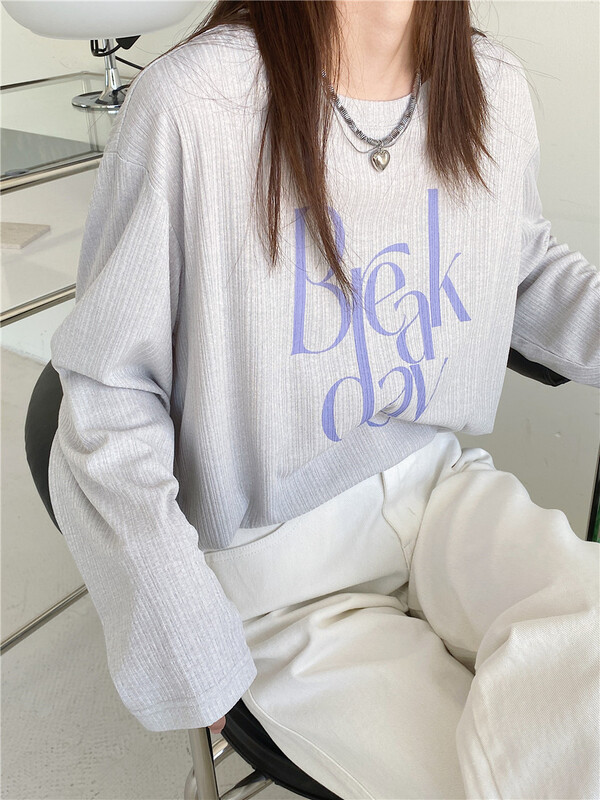 New year in early spring! [Moses queen] Korean alphabet casual long sleeve T-shirt 50116# ZSY
