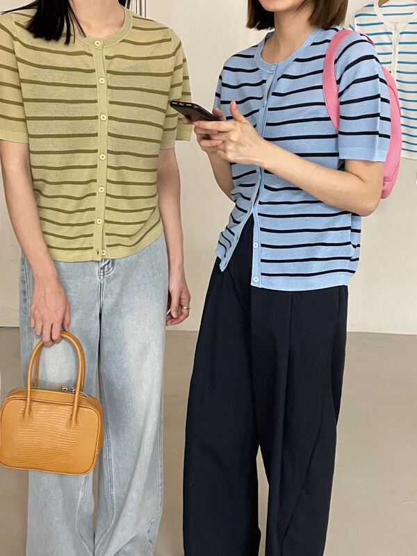 [clean space] Korean simple stripe versatile T-shirt 31610 # CLS