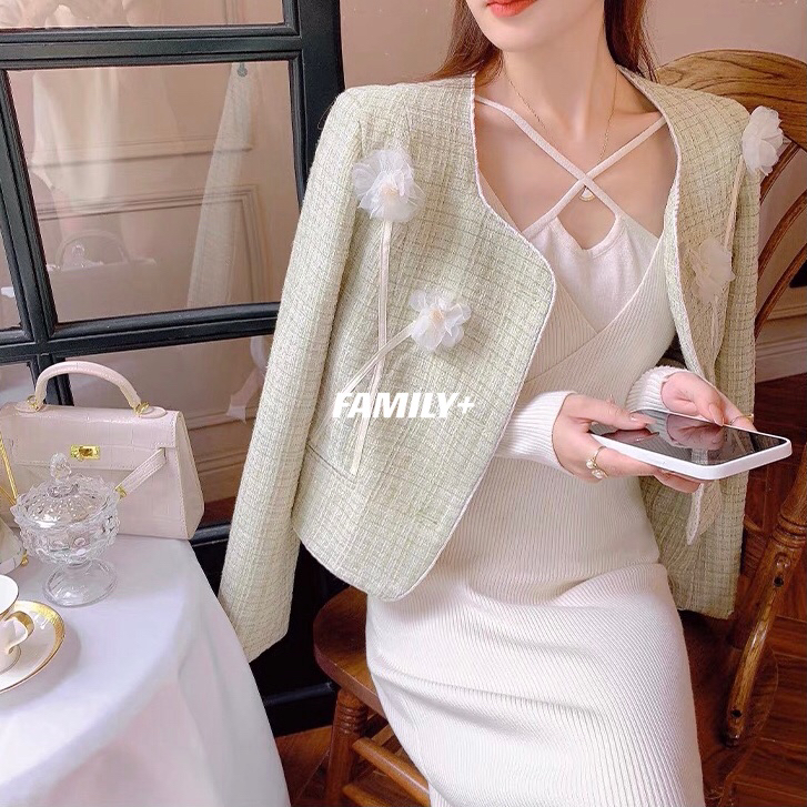 New year in early spring! [family +] temperament celebrity heavy industry three-dimensional short coat 6802# ozq