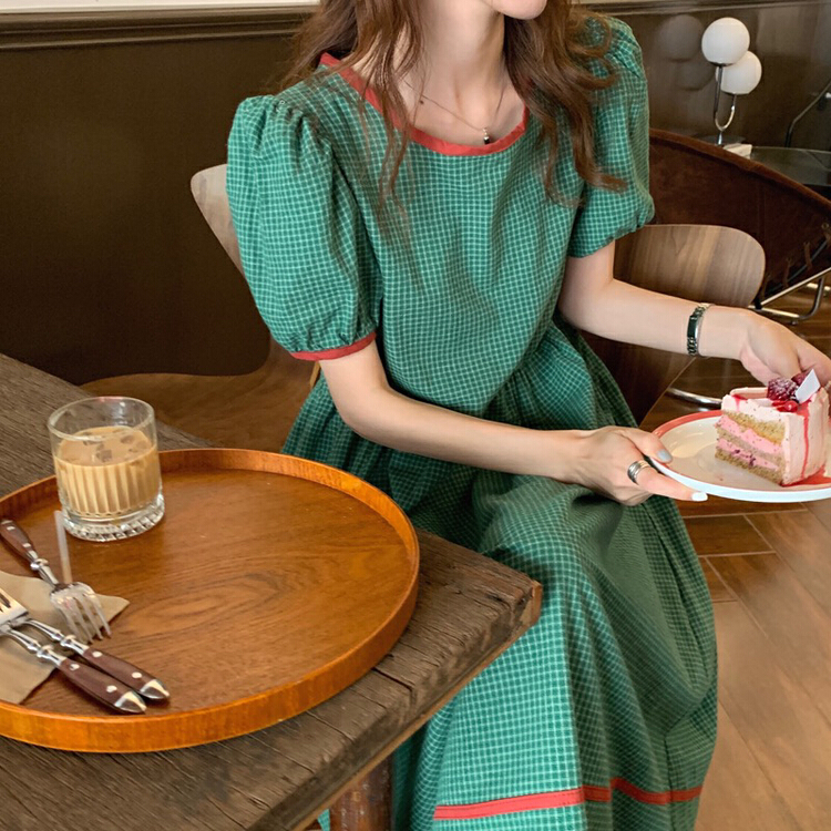 New year in early spring! [timely rain] Han Feng ins Vintage Plaid Dress 02517# WPL