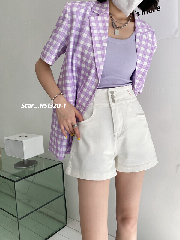 [star] Korean high waist elastic slim denim shorts hs1320# CLS