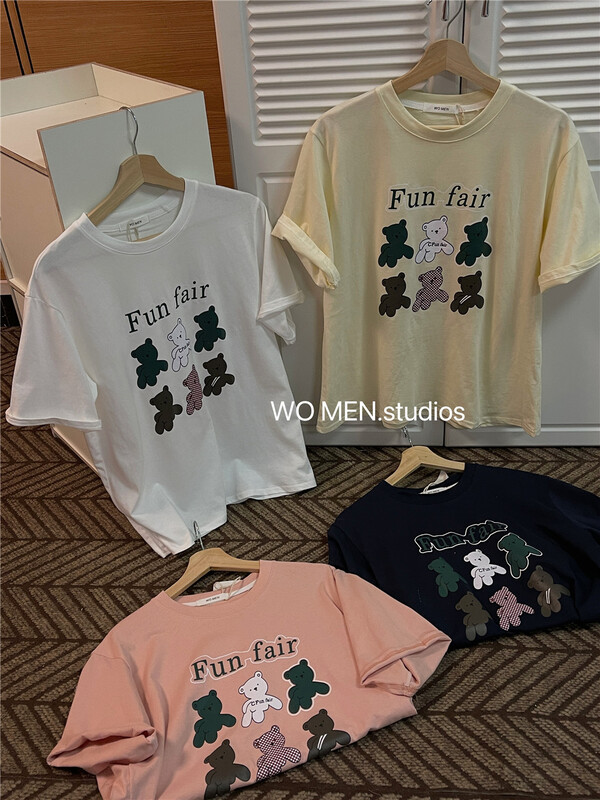 [Wo / men] bear fashion printed short sleeve T-shirt 2338# zxl