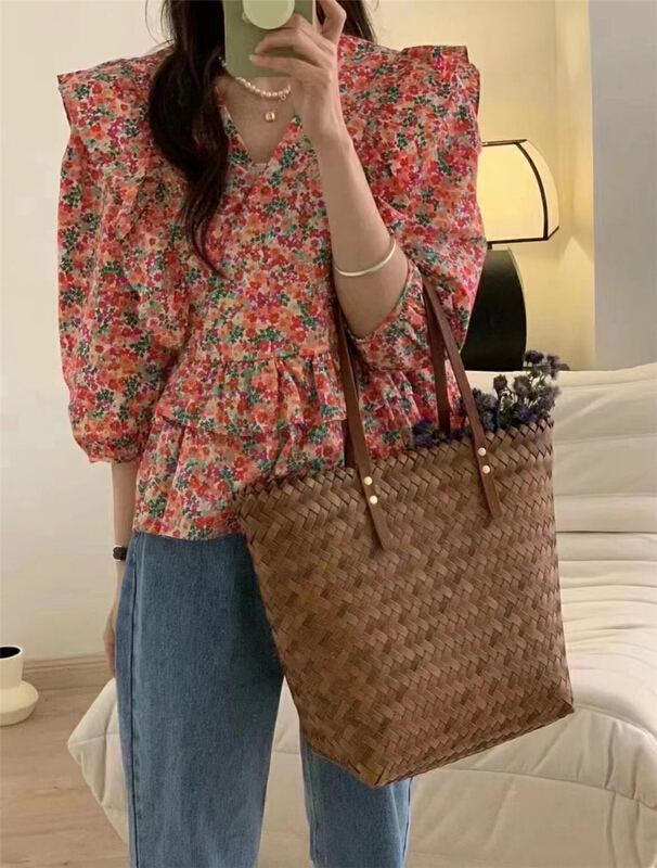 [tototellme] Korean simple floral shirt 23161# HBx