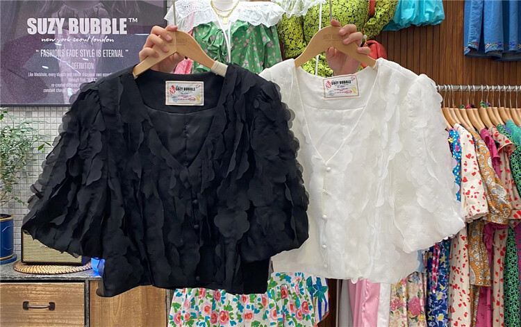goods in stock! New in early summer! [N21] French style bubble sleeve short shirt 1339# WPL