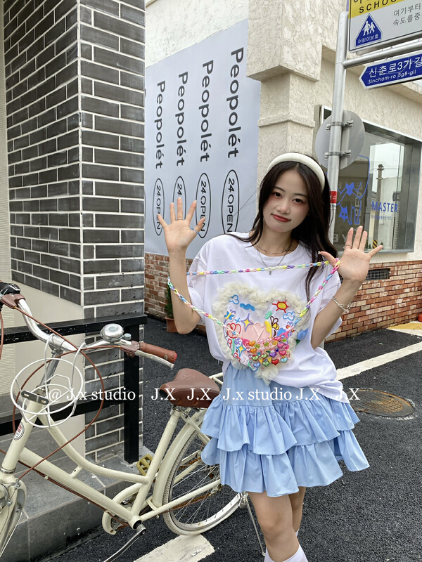 [JX] color foam printing round neck short sleeve T-shirt t1071# WTT