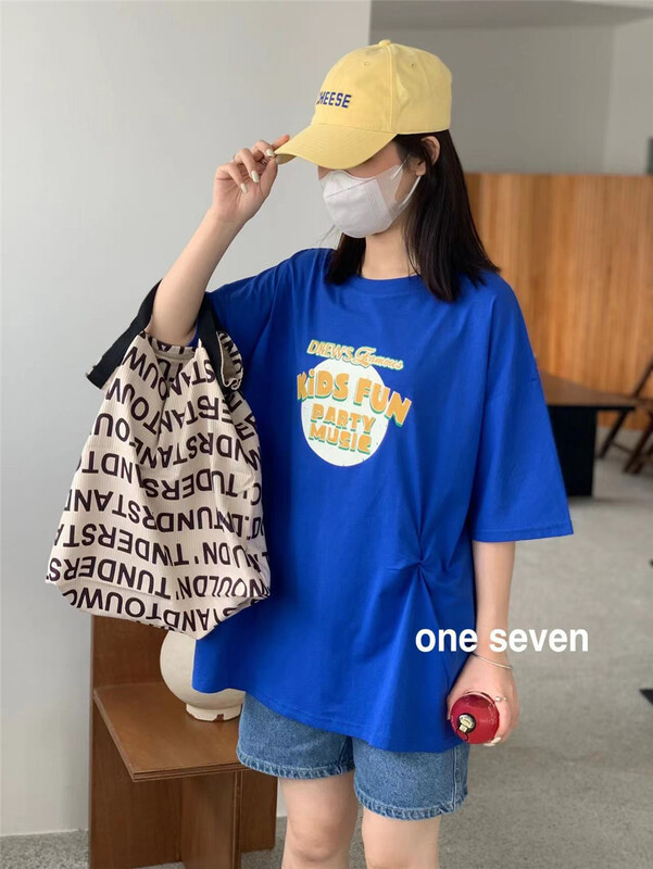 "ONE SEVEN" Korean version of loose printed short sleeve T-shirt 5051# XYY