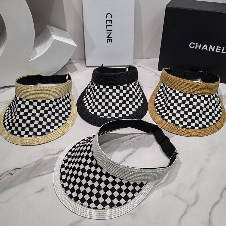 [aestheticism hat industry] woven and spliced checkerboard lattice empty top sunshade hat 3084# LSL