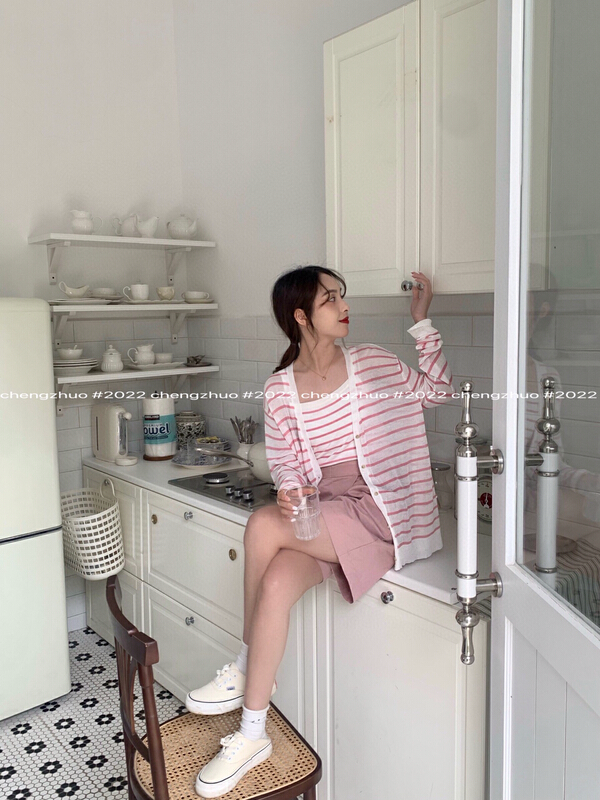 [chengzhuo] ice silk sunscreen long sleeved cardigan + comfortable vest set 81268# Cl