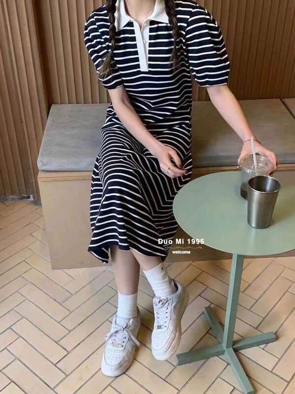 goods in stock! New in early summer! [Duomi] striped loose fit dress 830# zxl