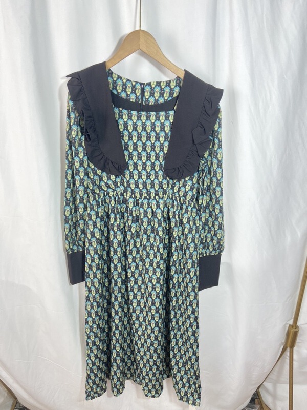 [Yi show shop] color matching light mature style simple thin dress (with collar) 1226# Cl