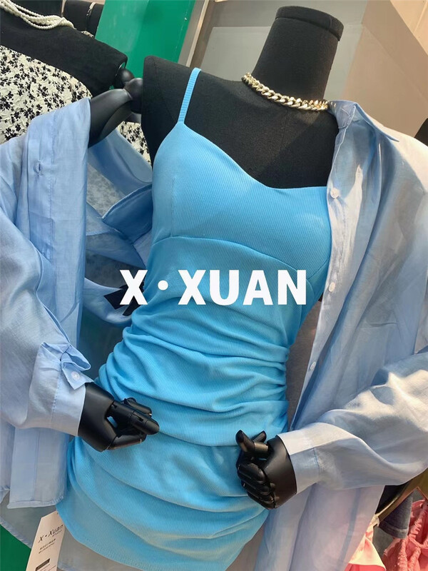 goods in stock! New in early summer! [x.xun] sexy pleated clear color suspender dress 6853# PCZ