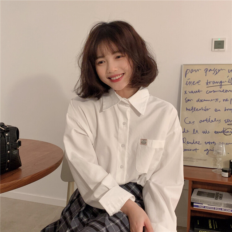 New year in early spring! [free Valley] Korean version single pocket loose medium length shirt (without tie) 4643# LSW