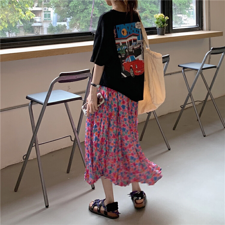 New in early summer! [timely rain] Korean style ins design pattern pondering back and forth printed short sleeve T-shirt 41559# WPL