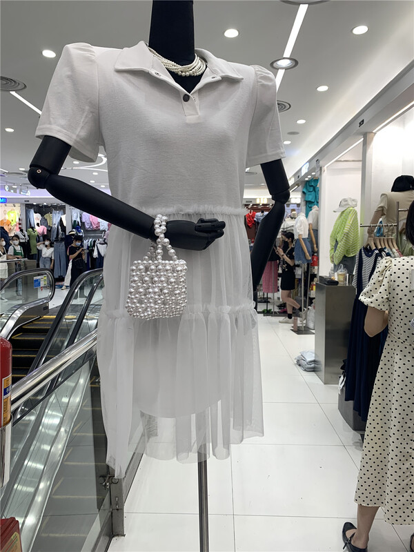 [xiaocaimiao] Korean loose stitched mesh dress 8398# lwy