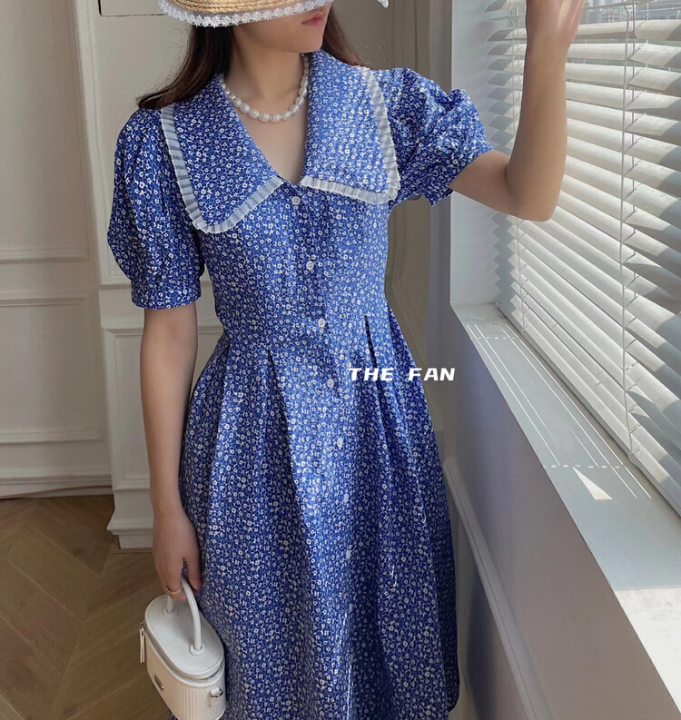 [the fan] floral single breasted fashion dress (excluding necklace) 96705# PCZ