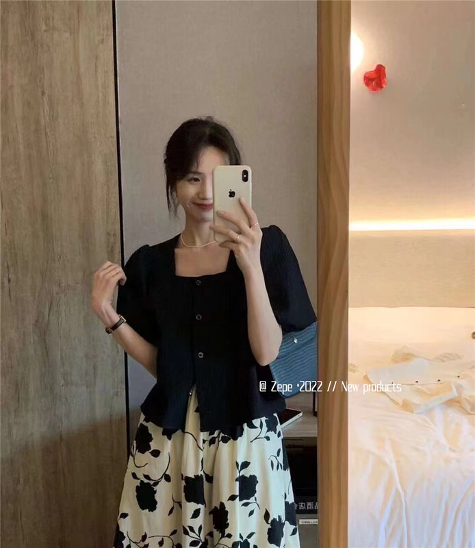 [Ze] single breasted square neck comfortable blouse 2505# ll