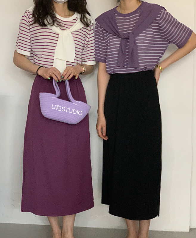 Original price 50.76! New in early summer! [U grain] Korean stripe fake two-piece sweater 33019# HBx