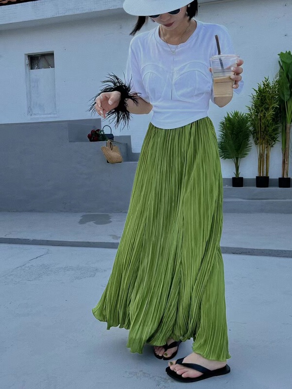 [keep] Korean solid color pleated skirt 7798# WTT