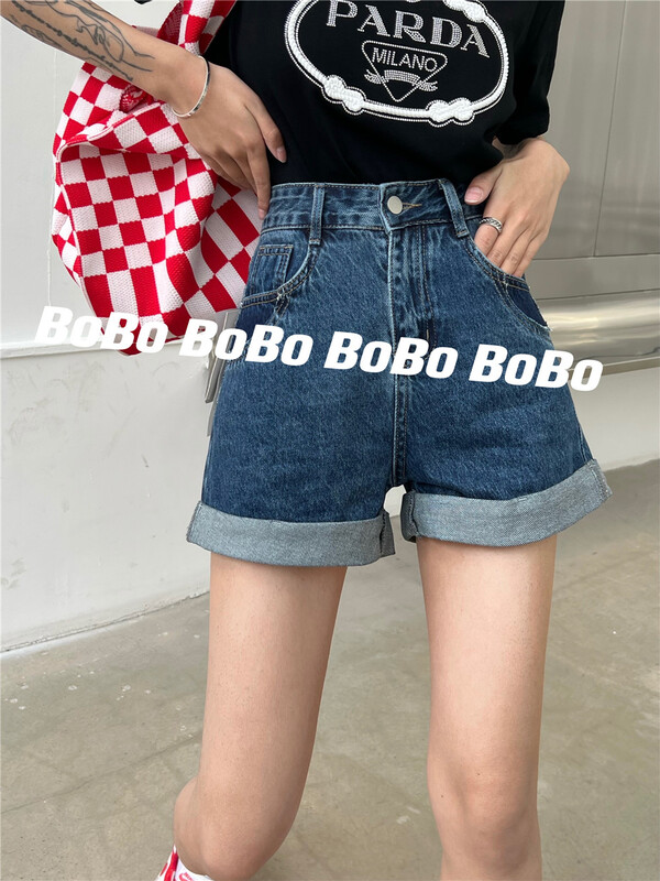 [Bobo] Korean version of versatile hem denim shorts 0117# cqw