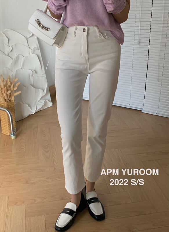 早春上新!【APM YUROOM 】簡約純色顯瘦百搭牛仔褲  22116#  LSL