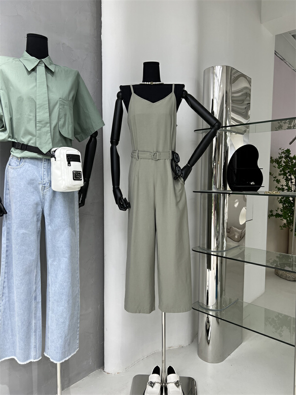 [YBS] comfortable and textured one-piece pants (with belt) ys1-8814# hyy