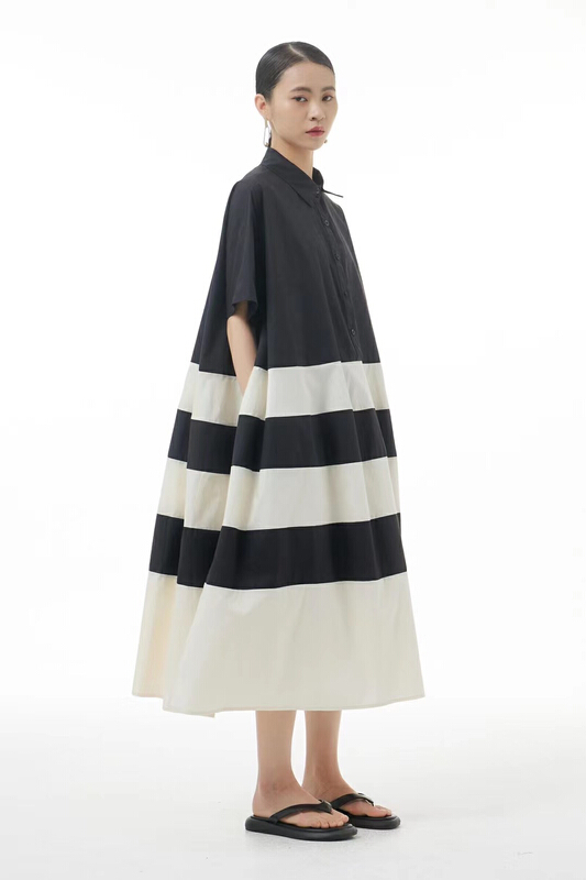 New style in early summer! "Size" Korean striped Joker texture dress YS1-65885-1# LSW
