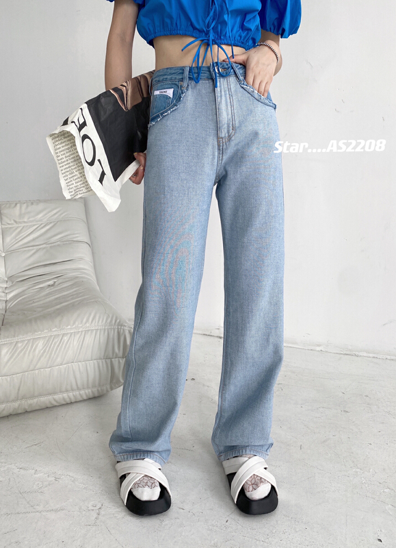 原價108.99! 【STAR】高腰寬鬆舒適牛仔褲  AS2208#  CLS