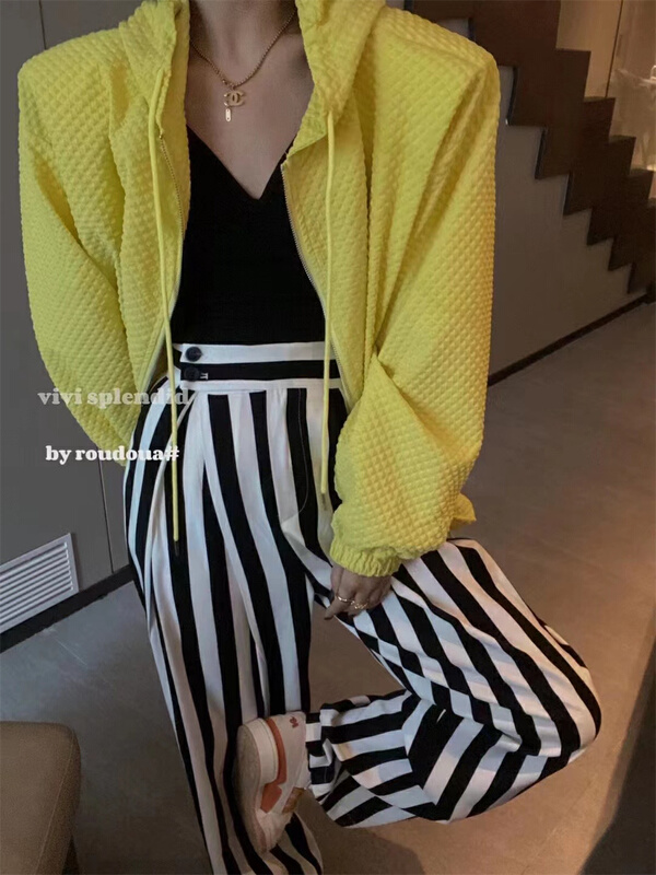 goods in stock! New year in early spring! [vivi] hooded zipper solid color jacket 9038# ozq