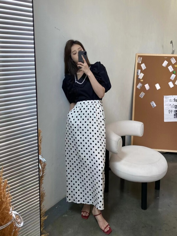 [modern 197] high waist wave point lady skirt 8966# zyh