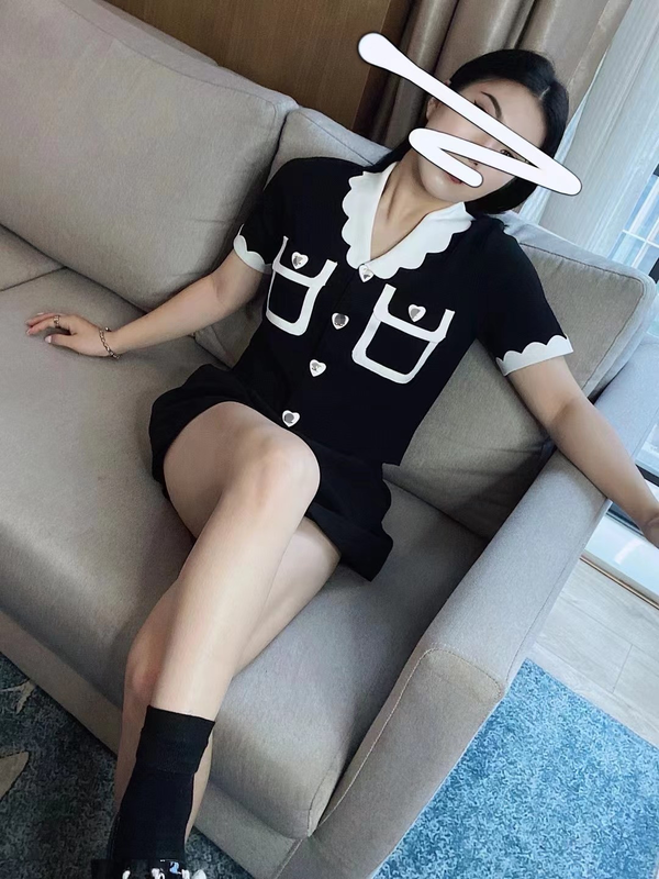 [pan] niche design, fashion, small fragrance, classic color contrast short knitted cardigan 00367# PCZ